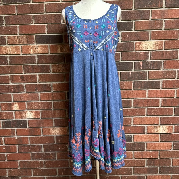 Johnny Was Blue Embroidered Dress - Picture 2 of 9